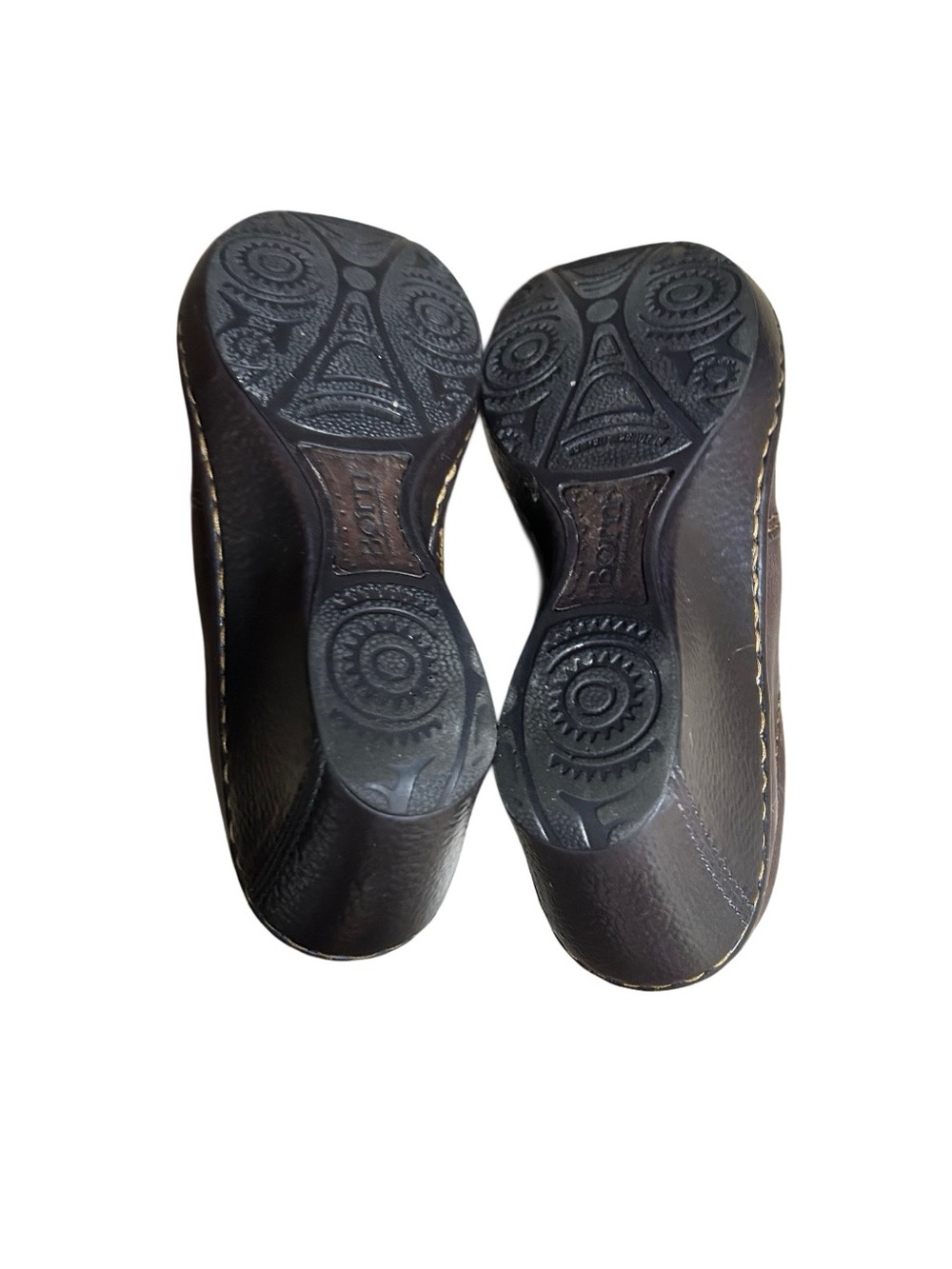 Born Brown Leather Comfort Wedge Clogs Slip On Loafers Shoes M / W Size 6.5 / 37 - Picture 5 of 7